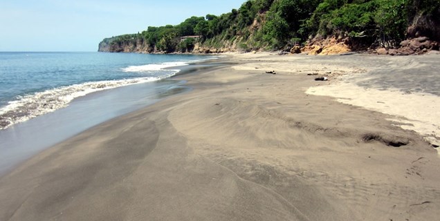 The black sands of Woodlands Beach on Montserrat's west coast